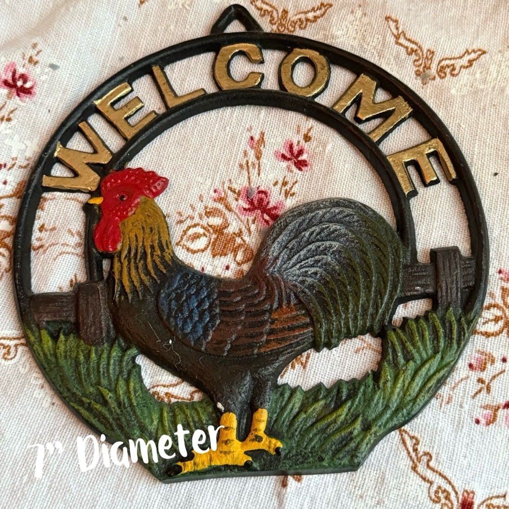 Colorful Rooster Cast iron Welcome Sign - Picture 7 of 7
